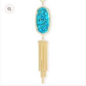 Kendra Scott Gold Rayne Necklace with Turquoise Pendant